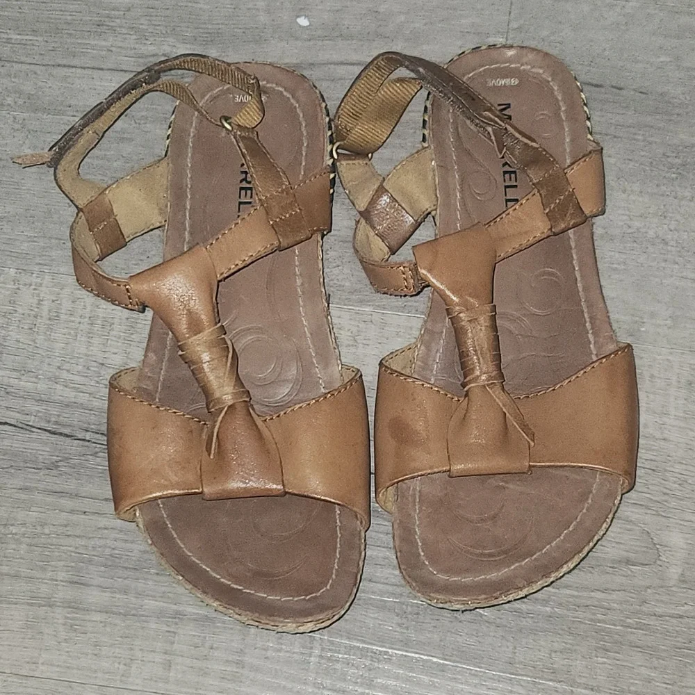 Merrell Tea Leaf Brown Leather Performance Sandals Womens 9 J61718 M-Select MOVE